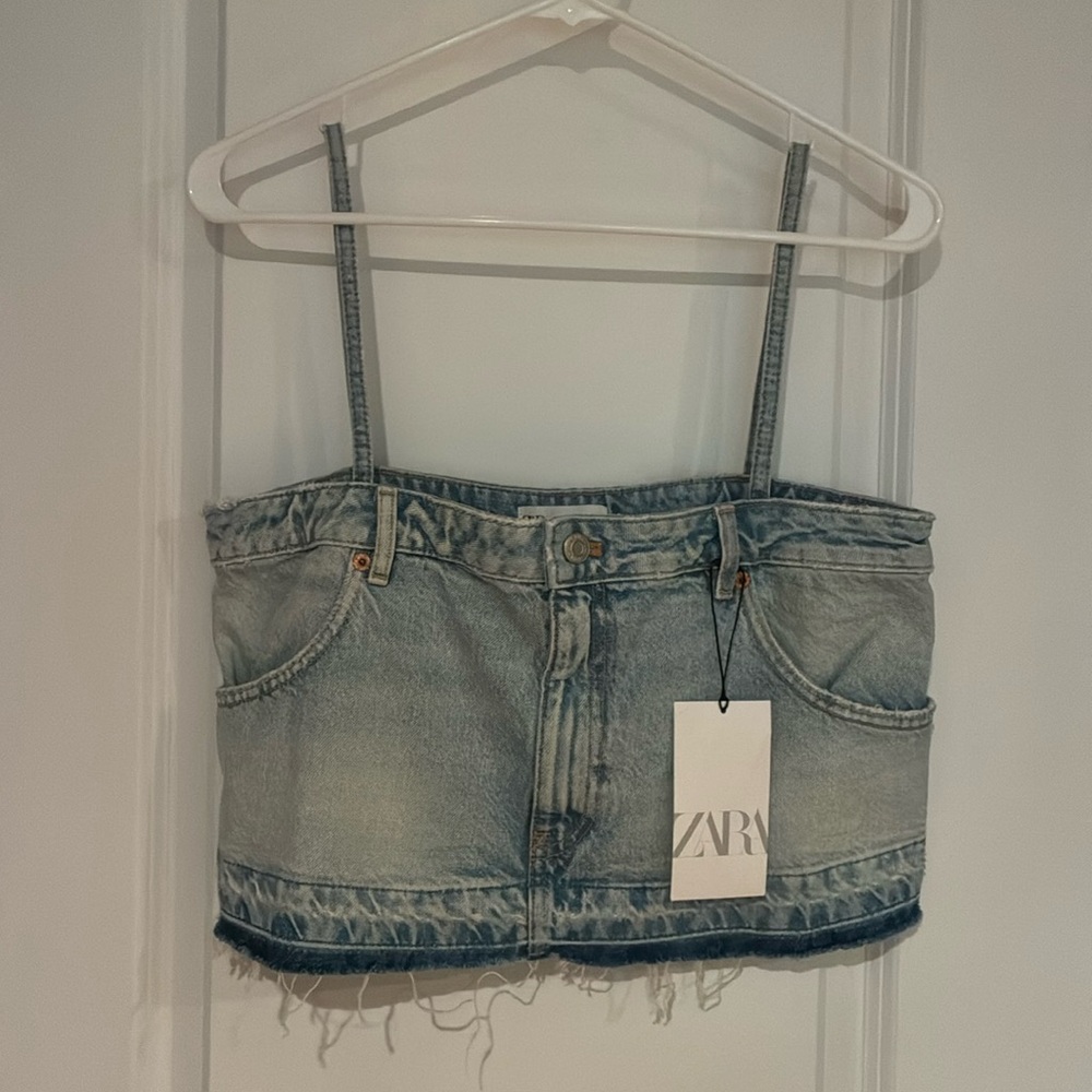 Zara Denim Crop Top. Size Medium